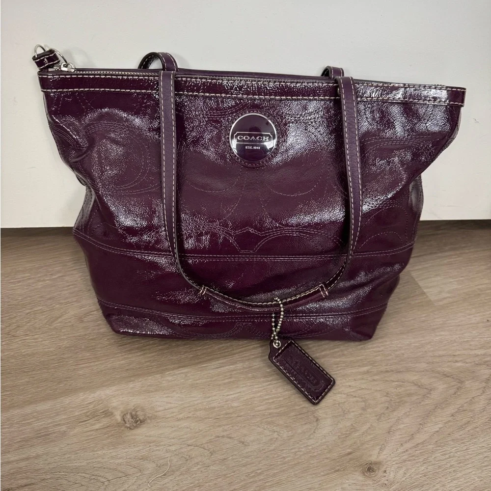 Coach RARE Purple Leather Tote + 5 Matching Accessories | Collector Set - Picture 2 of 16